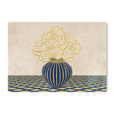 Vintage Vase with Flowers Fine Art Print – Blue - A2- Adam & Alice London - ADAM and ALICE Premium Fine Wall Art Unframed Print – Flowers Art – Vase - Home Decor for Living Room Bedroom Hallway Office – Neutral Background - Grey Blue Green Brown – A3 A4 A2
