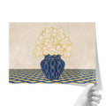 Vintage Vase with Flowers Fine Art Print – Blue - A4- Adam & Alice London - ADAM and ALICE Premium Fine Wall Art Unframed Print – Flowers Art – Vase - Home Decor for Living Room Bedroom Hallway Office – Neutral Background - Grey Blue Green Brown – A3 A4 A2