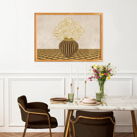 Vintage Vase with Flowers Fine Art Print – Brown - A2- Adam & Alice London - ADAM and ALICE Premium Fine Wall Art Unframed Print – Flowers Art – Vase - Home Decor for Living Room Bedroom Hallway Office – Neutral Background - Grey Blue Green Brown – A3 A4 A2
