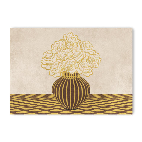 Vintage Vase with Flowers Fine Art Print – Brown - A2- Adam & Alice London - ADAM and ALICE Premium Fine Wall Art Unframed Print – Flowers Art – Vase - Home Decor for Living Room Bedroom Hallway Office – Neutral Background - Grey Blue Green Brown – A3 A4 A2