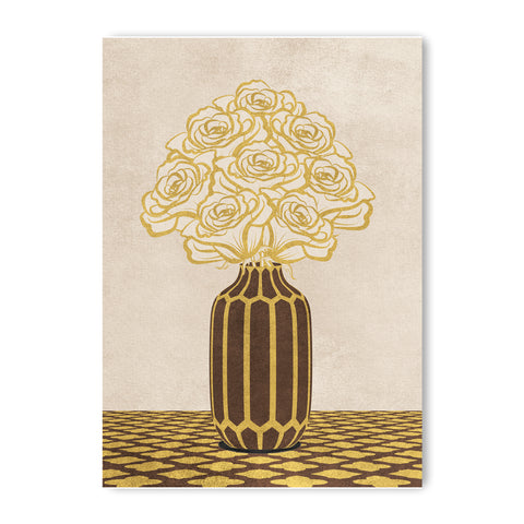 Vintage Vase with Flowers Fine Art Print – Brown - A3- Adam & Alice London - ADAM and ALICE Premium Fine Wall Art Unframed Print – Flowers Art – Vase - Home Decor for Living Room Bedroom Hallway Office – Neutral Background - Grey Blue Green Brown – A3 A4 A2