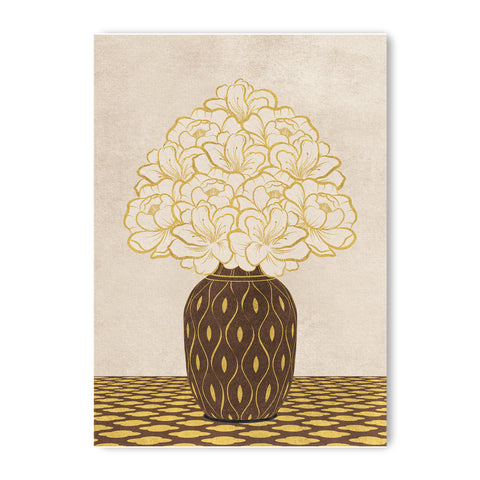 Vintage Vase with Flowers Fine Art Print – Brown - A3- Adam & Alice London - ADAM and ALICE Premium Fine Wall Art Unframed Print – Flowers Art – Vase - Home Decor for Living Room Bedroom Hallway Office – Neutral Background - Grey Blue Green Brown – A3 A4 A2