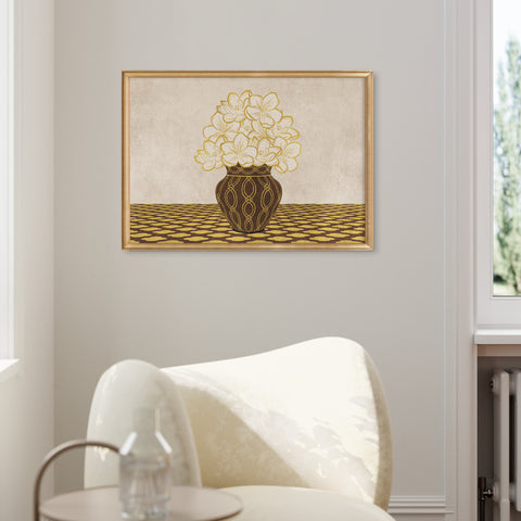 Vintage Vase with Flowers Fine Art Print – Brown - A4- Adam & Alice London - ADAM and ALICE Premium Fine Wall Art Unframed Print – Flowers Art – Vase - Home Decor for Living Room Bedroom Hallway Office – Neutral Background - Grey Blue Green Brown – A3 A4 A2
