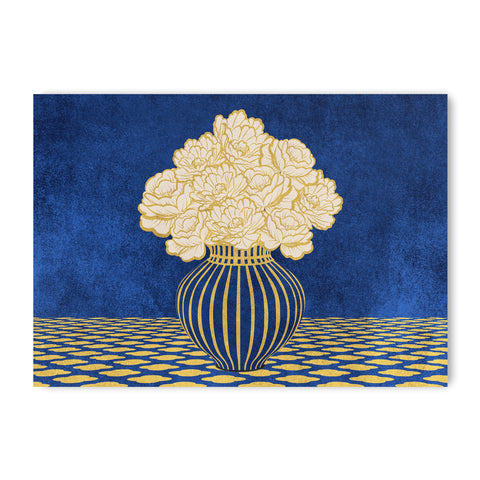 Vintage Vase with Flowers Fine Art Print – Dark Background – Blue - A2- Adam & Alice London - ADAM and ALICE Premium Fine Wall Art Unframed Print – Flowers Art – Vase - Home Decor for Living Room Bedroom Hallway Office – Neutral Background - Grey Blue Green Brown – A3 A4 A2