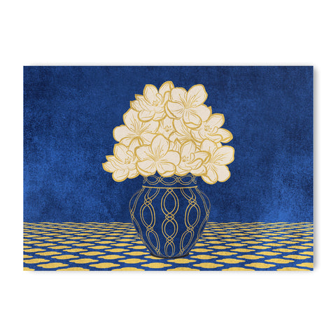 Vintage Vase with Flowers Fine Art Print – Dark Background – Blue - A2- Adam & Alice London - ADAM and ALICE Premium Fine Wall Art Unframed Print – Flowers Art – Vase - Home Decor for Living Room Bedroom Hallway Office – Neutral Background - Grey Blue Green Brown – A3 A4 A2