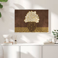 Vintage Vase with Flowers Fine Art Print – Dark Background – Brown - A2- Adam & Alice London - ADAM and ALICE Premium Fine Wall Art Unframed Print – Flowers Art – Vase - Home Decor for Living Room Bedroom Hallway Office – Neutral Background - Grey Blue Green Brown – A3 A4 A2