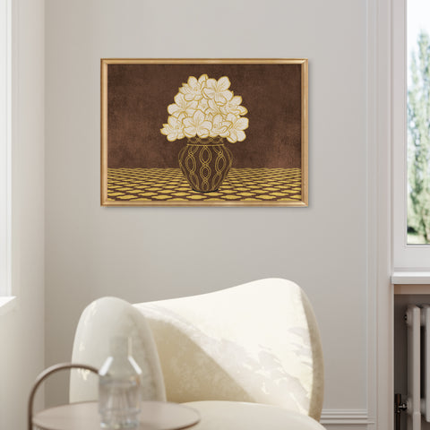 Vintage Vase with Flowers Fine Art Print – Dark Background – Brown - A2- Adam & Alice London - ADAM and ALICE Premium Fine Wall Art Unframed Print – Flowers Art – Vase - Home Decor for Living Room Bedroom Hallway Office – Neutral Background - Grey Blue Green Brown – A3 A4 A2