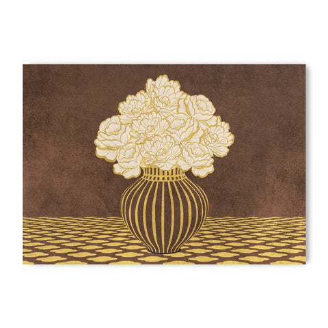 Vintage Vase with Flowers Fine Art Print – Dark Background – Brown - A2- Adam & Alice London - ADAM and ALICE Premium Fine Wall Art Unframed Print – Flowers Art – Vase - Home Decor for Living Room Bedroom Hallway Office – Neutral Background - Grey Blue Green Brown – A3 A4 A2