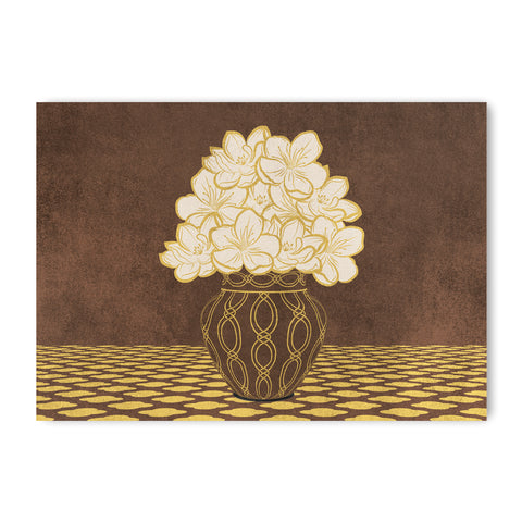 Vintage Vase with Flowers Fine Art Print – Dark Background – Brown - A2- Adam & Alice London - ADAM and ALICE Premium Fine Wall Art Unframed Print – Flowers Art – Vase - Home Decor for Living Room Bedroom Hallway Office – Neutral Background - Grey Blue Green Brown – A3 A4 A2