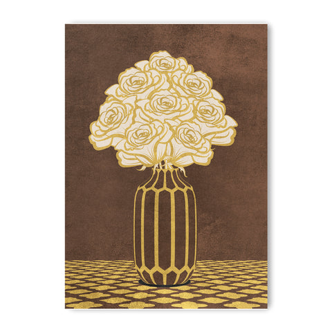 Vintage Vase with Flowers Fine Art Print – Dark Background – Brown - A3- Adam & Alice London - ADAM and ALICE Premium Fine Wall Art Unframed Print – Flowers Art – Vase - Home Decor for Living Room Bedroom Hallway Office – Neutral Background - Grey Blue Green Brown – A3 A4 A2