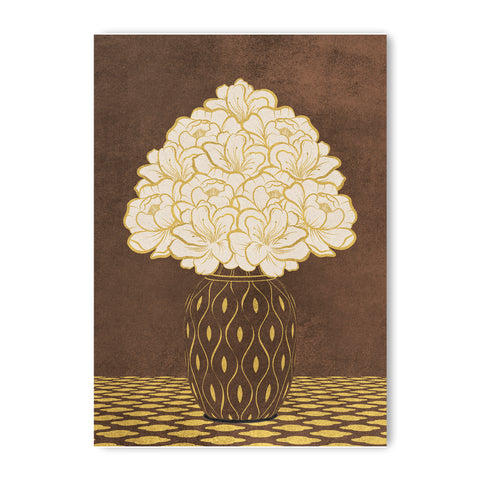 Vintage Vase with Flowers Fine Art Print – Dark Background – Brown - A3- Adam & Alice London - ADAM and ALICE Premium Fine Wall Art Unframed Print – Flowers Art – Vase - Home Decor for Living Room Bedroom Hallway Office – Neutral Background - Grey Blue Green Brown – A3 A4 A2