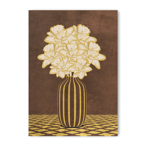 Vintage Vase with Flowers Fine Art Print – Dark Background – Brown - A4- Adam & Alice London - ADAM and ALICE Premium Fine Wall Art Unframed Print – Flowers Art – Vase - Home Decor for Living Room Bedroom Hallway Office – Neutral Background - Grey Blue Green Brown – A3 A4 A2