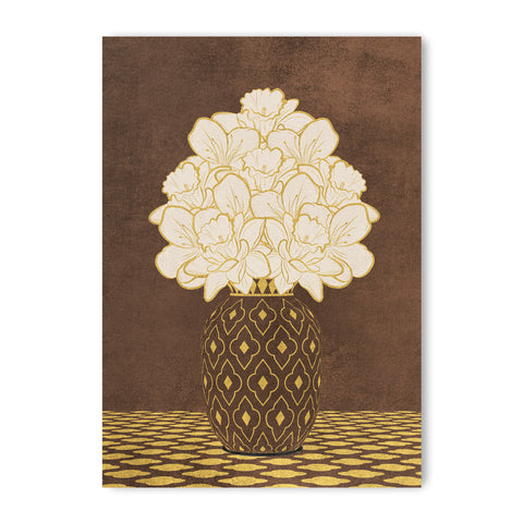 Vintage Vase with Flowers Fine Art Print – Dark Background – Brown - A4- Adam & Alice London - ADAM and ALICE Premium Fine Wall Art Unframed Print – Flowers Art – Vase - Home Decor for Living Room Bedroom Hallway Office – Neutral Background - Grey Blue Green Brown – A3 A4 A2