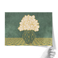 Vintage Vase with Flowers Fine Art Print – Dark Background – Green - A2- Adam & Alice London - ADAM and ALICE Premium Fine Wall Art Unframed Print – Flowers Art – Vase - Home Decor for Living Room Bedroom Hallway Office – Neutral Background - Grey Blue Green Brown – A3 A4 A2