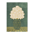 Vintage Vase with Flowers Fine Art Print – Dark Background – Green - A4- Adam & Alice London - ADAM and ALICE Premium Fine Wall Art Unframed Print – Flowers Art – Vase - Home Decor for Living Room Bedroom Hallway Office – Neutral Background - Grey Blue Green Brown – A3 A4 A2