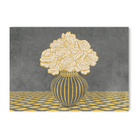 Vintage Vase with Flowers Fine Art Print – Dark Background – Grey - A2- Adam & Alice London - ADAM and ALICE Premium Fine Wall Art Unframed Print – Flowers Art – Vase - Home Decor for Living Room Bedroom Hallway Office – Neutral Background - Grey Blue Green Brown – A3 A4 A2
