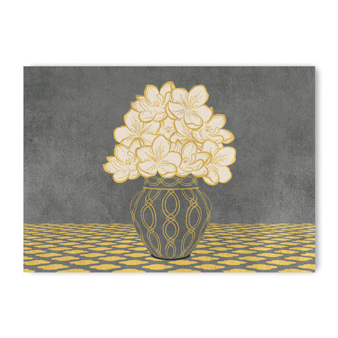 Vintage Vase with Flowers Fine Art Print – Dark Background – Grey - A2- Adam & Alice London - ADAM and ALICE Premium Fine Wall Art Unframed Print – Flowers Art – Vase - Home Decor for Living Room Bedroom Hallway Office – Neutral Background - Grey Blue Green Brown – A3 A4 A2