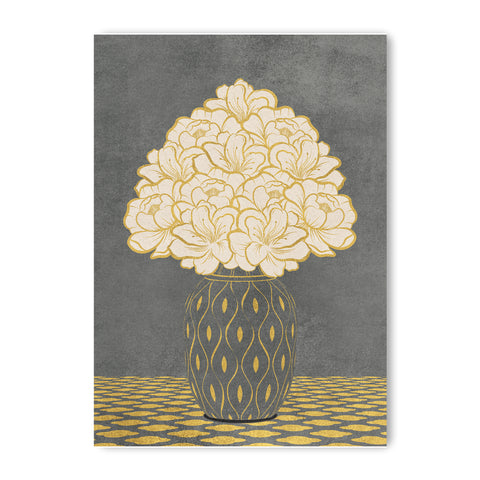Vintage Vase with Flowers Fine Art Print – Dark Background – Grey - A3- Adam & Alice London - ADAM and ALICE Premium Fine Wall Art Unframed Print – Flowers Art – Vase - Home Decor for Living Room Bedroom Hallway Office – Neutral Background - Grey Blue Green Brown – A3 A4 A2