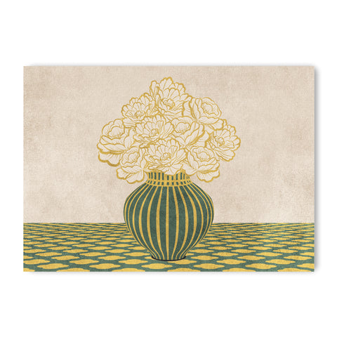 Vintage Vase with Flowers Fine Art Print – Green - A2- Adam & Alice London - ADAM and ALICE Premium Fine Wall Art Unframed Print – Flowers Art – Vase - Home Decor for Living Room Bedroom Hallway Office – Neutral Background - Grey Blue Green Brown – A3 A4 A2