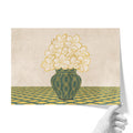 Vintage Vase with Flowers Fine Art Print – Green - A4- Adam & Alice London - ADAM and ALICE Premium Fine Wall Art Unframed Print – Flowers Art – Vase - Home Decor for Living Room Bedroom Hallway Office – Neutral Background - Grey Blue Green Brown – A3 A4 A2