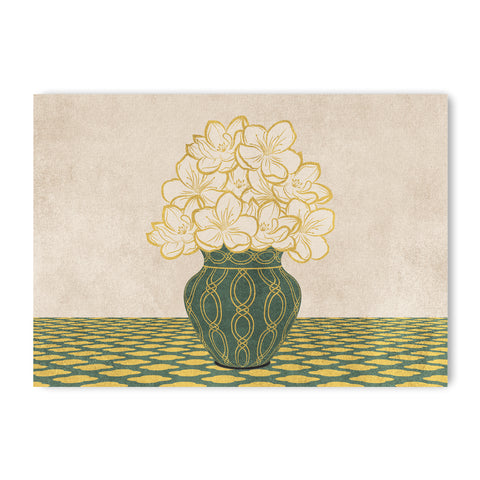 Vintage Vase with Flowers Fine Art Print – Green - A4- Adam & Alice London - ADAM and ALICE Premium Fine Wall Art Unframed Print – Flowers Art – Vase - Home Decor for Living Room Bedroom Hallway Office – Neutral Background - Grey Blue Green Brown – A3 A4 A2
