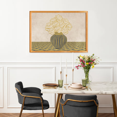 Vintage Vase with Flowers Fine Art Print – Grey - A2- Adam & Alice London - ADAM and ALICE Premium Fine Wall Art Unframed Print – Flowers Art – Vase - Home Decor for Living Room Bedroom Hallway Office – Neutral Background - Grey Blue Green Brown – A3 A4 A2