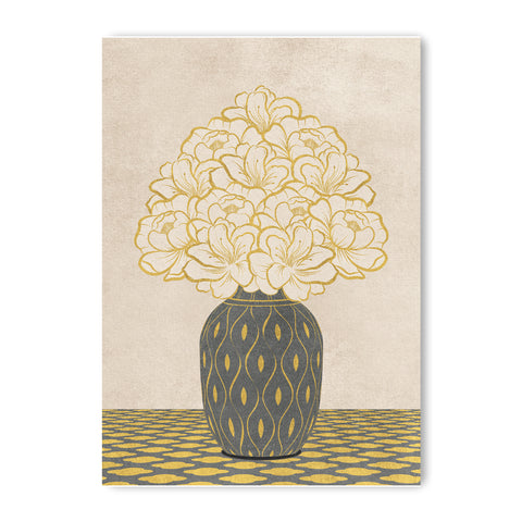 Vintage Vase with Flowers Fine Art Print – Grey - A3- Adam & Alice London - ADAM and ALICE Premium Fine Wall Art Unframed Print – Flowers Art – Vase - Home Decor for Living Room Bedroom Hallway Office – Neutral Background - Grey Blue Green Brown – A3 A4 A2