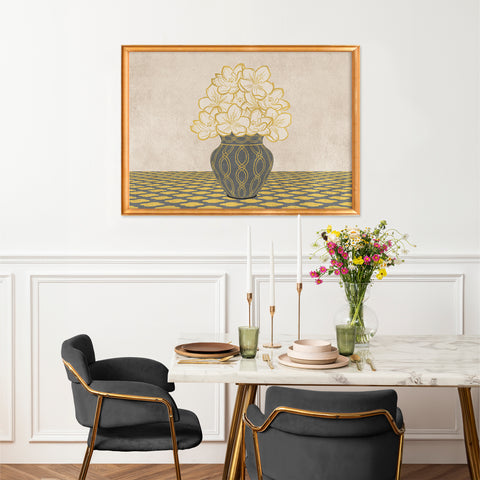 Vintage Vase with Flowers Fine Art Print – Grey - A4- Adam & Alice London - ADAM and ALICE Premium Fine Wall Art Unframed Print – Flowers Art – Vase - Home Decor for Living Room Bedroom Hallway Office – Neutral Background - Grey Blue Green Brown – A3 A4 A2